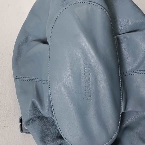 💥FINAL PRICE💥 Allison Scott Blue-Gray Pleated Leather Shoulder Bag - Picture 9 of 16